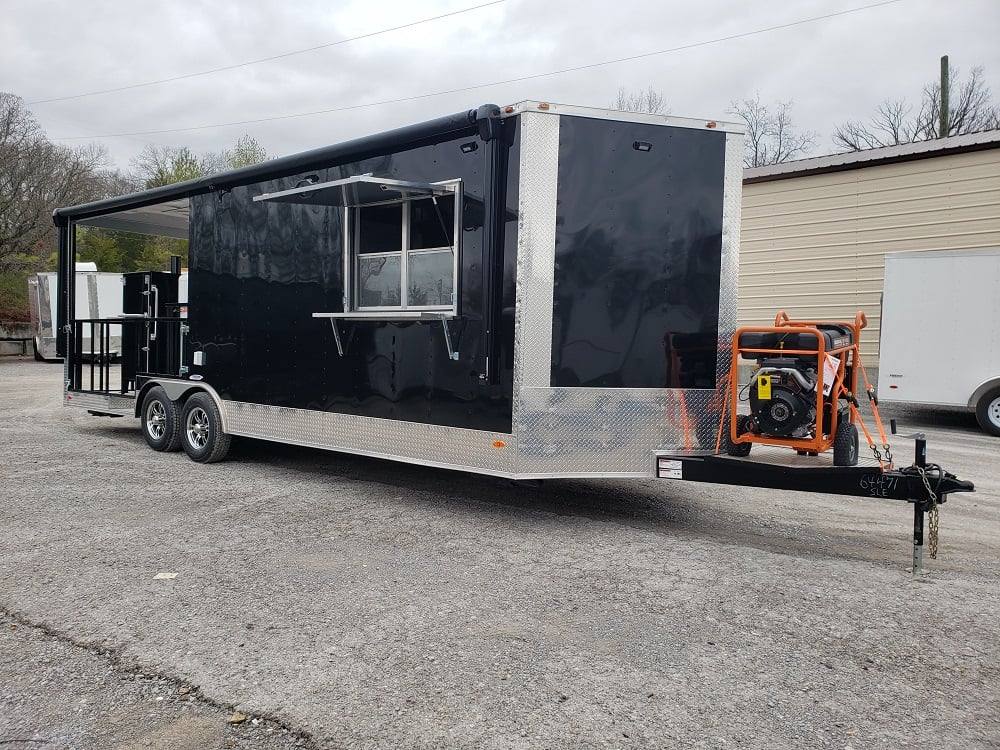 625-8.5-x-24-black-bbq-porch-concession-food-trailer-with-appliances-7.jpg 8.5' x 24' Black BBQ Porch Concession Food Trailer With Appliances
