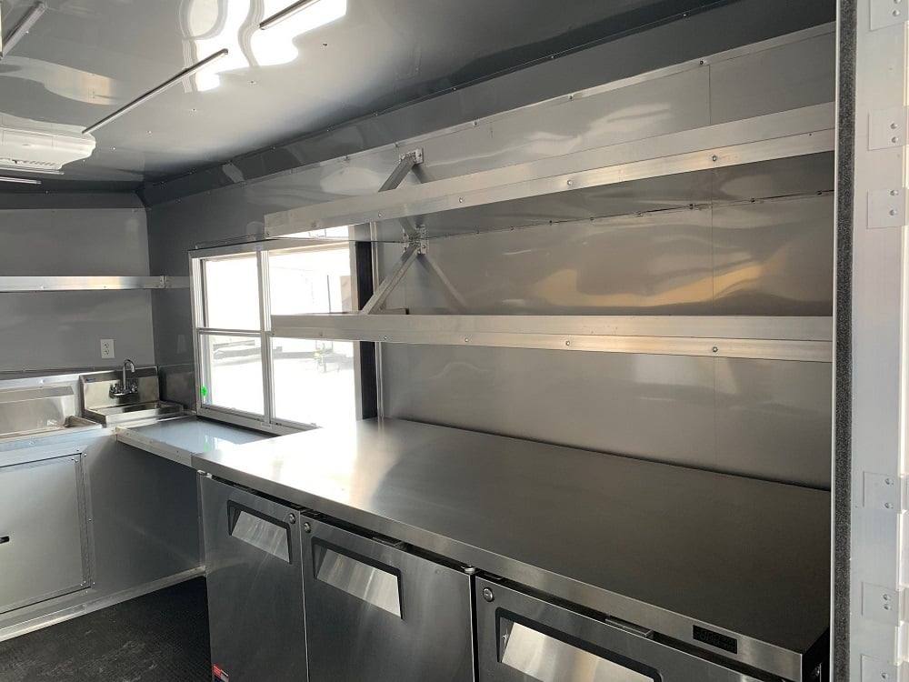 626-8.5-x-24-black-bbq-porch-concession-food-trailer-with-appliances-14.jpg 8.5' x 24' Black BBQ Porch Concession Food Trailer with Appliances