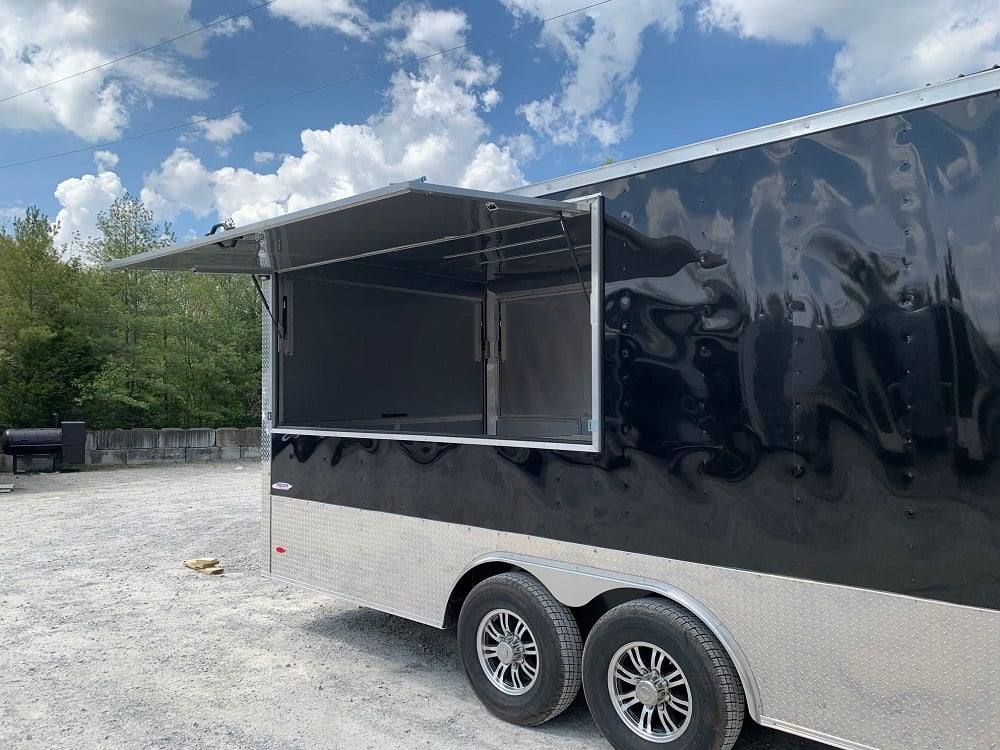 626-8.5-x-24-black-bbq-porch-concession-food-trailer-with-appliances-15.jpg 8.5' x 24' Black BBQ Porch Concession Food Trailer with Appliances