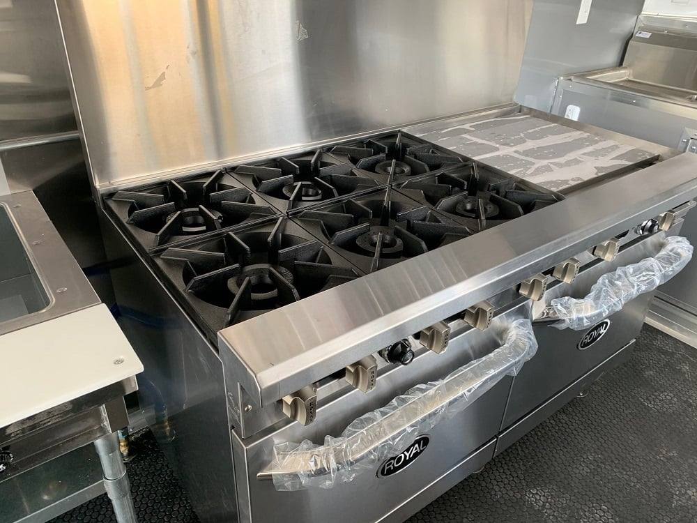 626-8.5-x-24-black-bbq-porch-concession-food-trailer-with-appliances-3.jpg 8.5' x 24' Black BBQ Porch Concession Food Trailer with Appliances