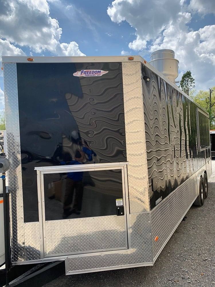 626-8.5-x-24-black-bbq-porch-concession-food-trailer-with-appliances-6.jpg 8.5' x 24' Black BBQ Porch Concession Food Trailer with Appliances