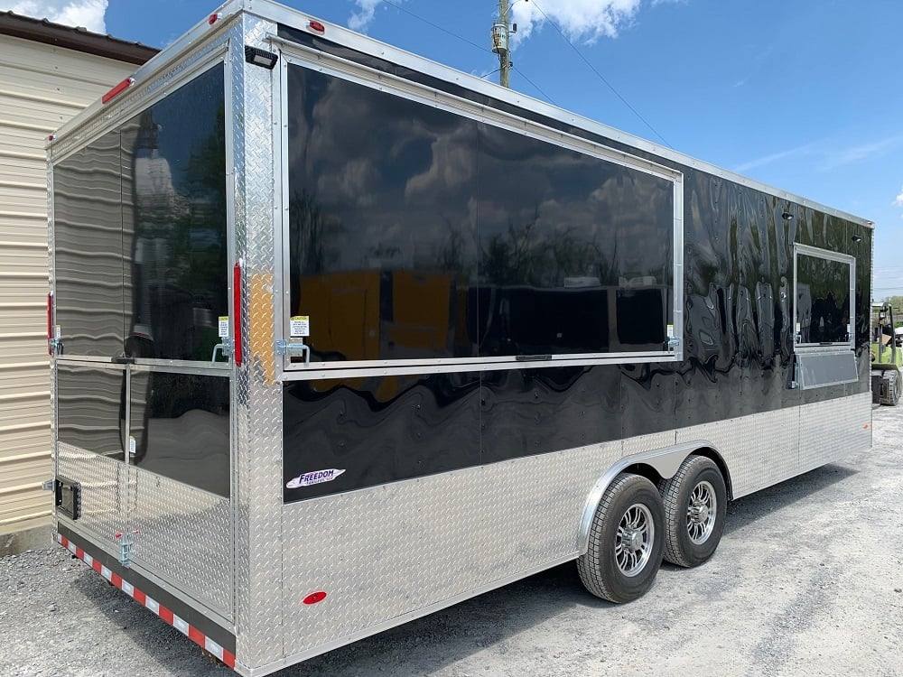 626-8.5-x-24-black-bbq-porch-concession-food-trailer-with-appliances-7.jpg 8.5' x 24' Black BBQ Porch Concession Food Trailer with Appliances