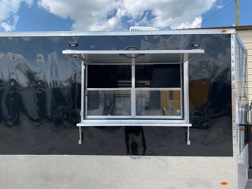 626-8.5-x-24-black-bbq-porch-concession-food-trailer-with-appliances-9.jpg 8.5' x 24' Black BBQ Porch Concession Food Trailer with Appliances