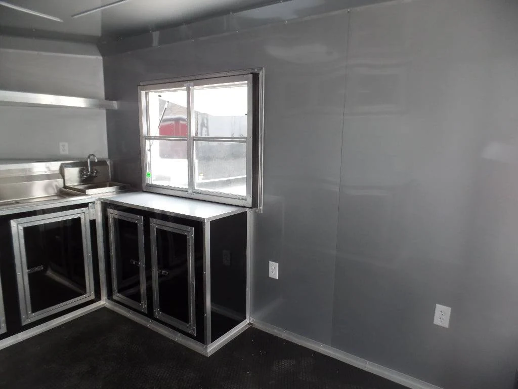 627-8.5-x-24-black-bbq-porch-style-concession-food-trailer-2.webp 8.5' x 24' Black BBQ Porch Style Concession Food Trailer