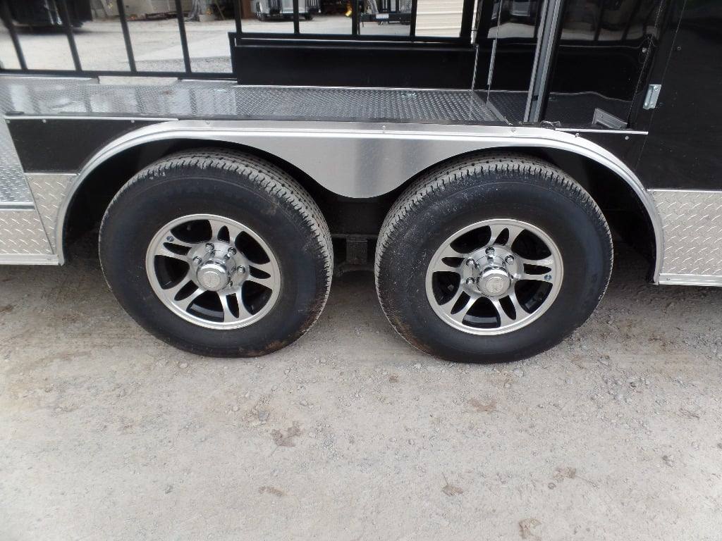 627-8.5-x-24-black-bbq-porch-style-concession-food-trailer-8.jpg 8.5' x 24' Black BBQ Porch Style Concession Food Trailer