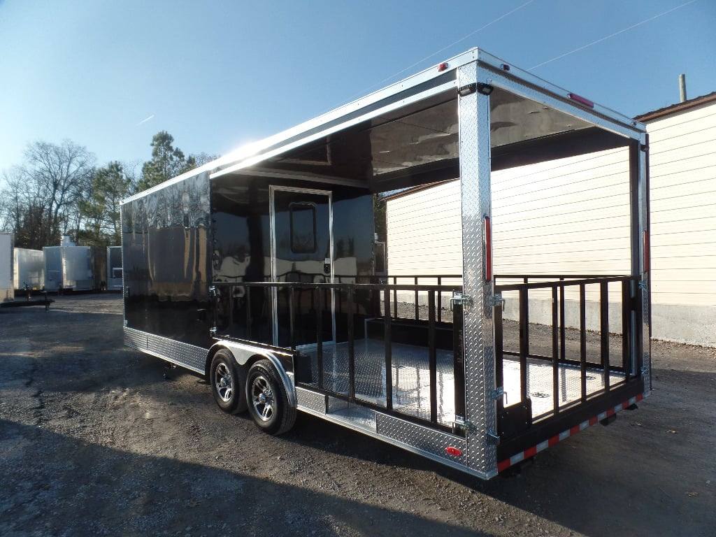 628-8.5-x-24-black-bbq-porch-style-concession-food-trailer-with-appliances-14.jpg 8.5' x 24' Black BBQ Porch Style Concession Food Trailer With Appliances