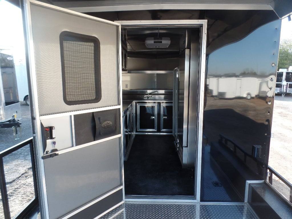 628-8.5-x-24-black-bbq-porch-style-concession-food-trailer-with-appliances-15.jpg 8.5' x 24' Black BBQ Porch Style Concession Food Trailer With Appliances