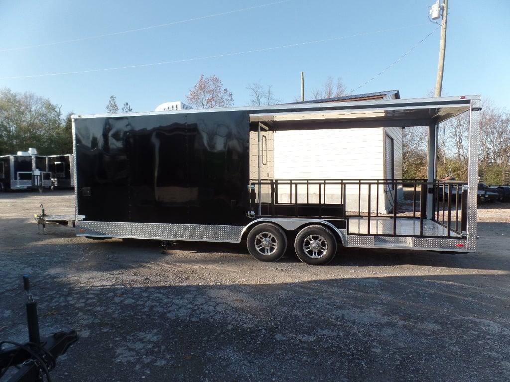 628-8.5-x-24-black-bbq-porch-style-concession-food-trailer-with-appliances-17.jpg 8.5' x 24' Black BBQ Porch Style Concession Food Trailer With Appliances