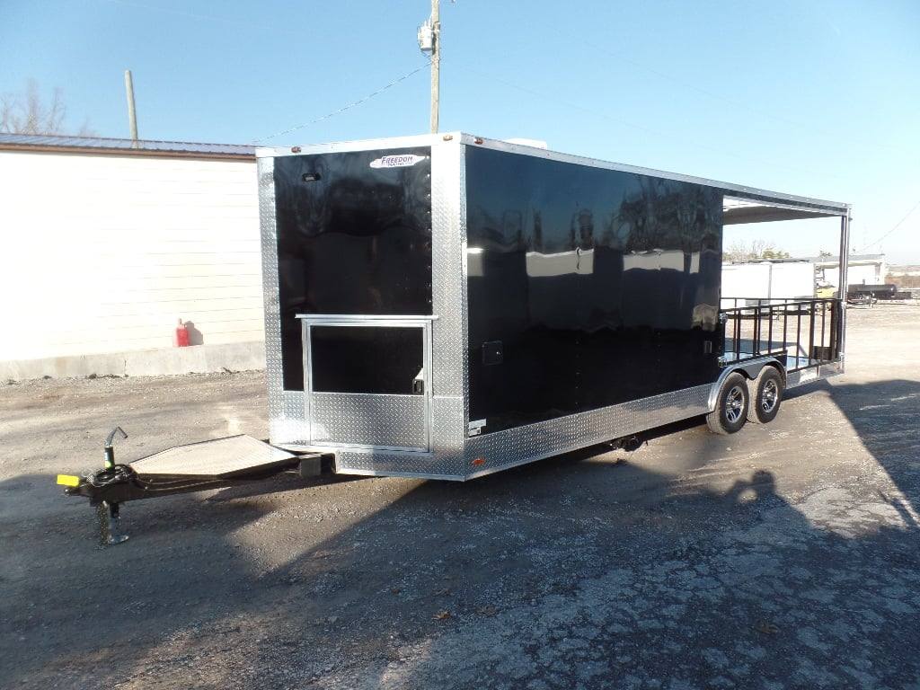 628-8.5-x-24-black-bbq-porch-style-concession-food-trailer-with-appliances-21.jpg 8.5' x 24' Black BBQ Porch Style Concession Food Trailer With Appliances