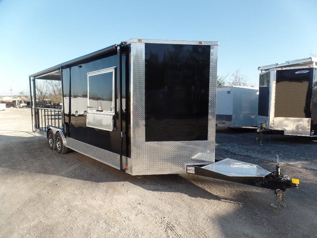 628-8.5-x-24-black-bbq-porch-style-concession-food-trailer-with-appliances-27.jpg 8.5' x 24' Black BBQ Porch Style Concession Food Trailer With Appliances