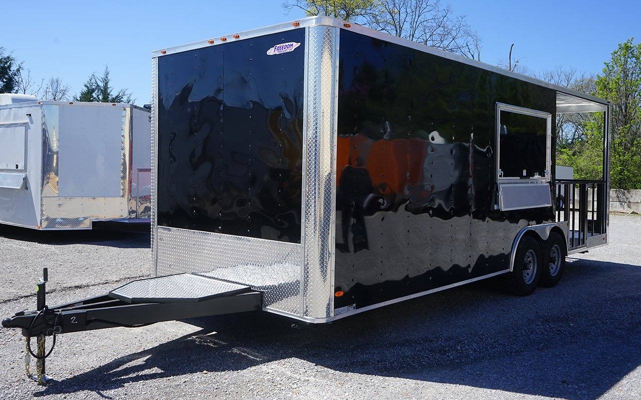 629-8.5-x-24-black-bbq-porch-style-concession-trailer-8.jpg 8.5' x 24' Black BBQ Porch Style Concession Trailer