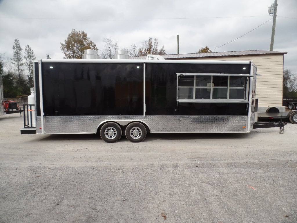 633-8.5-x-24-black-concession-food-trailer-with-appliances-1.jpg 8.5' x 24' Black Concession Food Trailer With Appliances