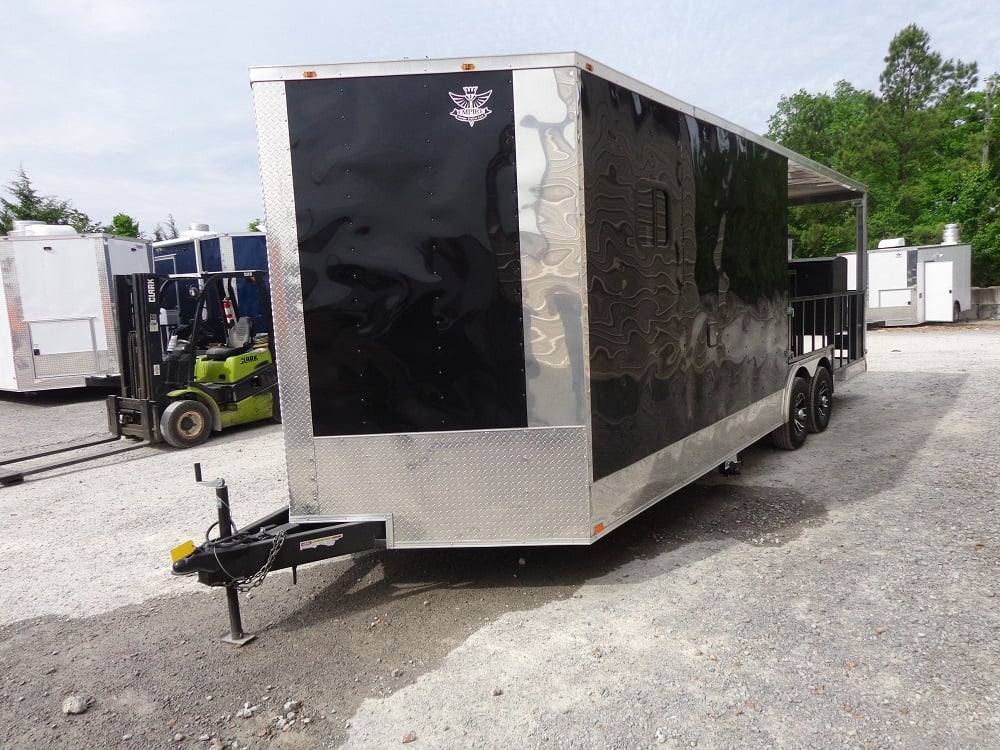 638-8.5-x-24-black-porch-bbq-concession-food-trailer-with-appliances-3.jpg 8.5' x 24' Black Porch BBQ Concession Food Trailer With Appliances