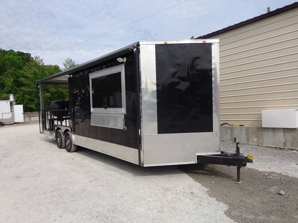 638-8.5-x-24-black-porch-bbq-concession-food-trailer-with-appliances-5.jpg 8.5' x 24' Black Porch BBQ Concession Food Trailer With Appliances