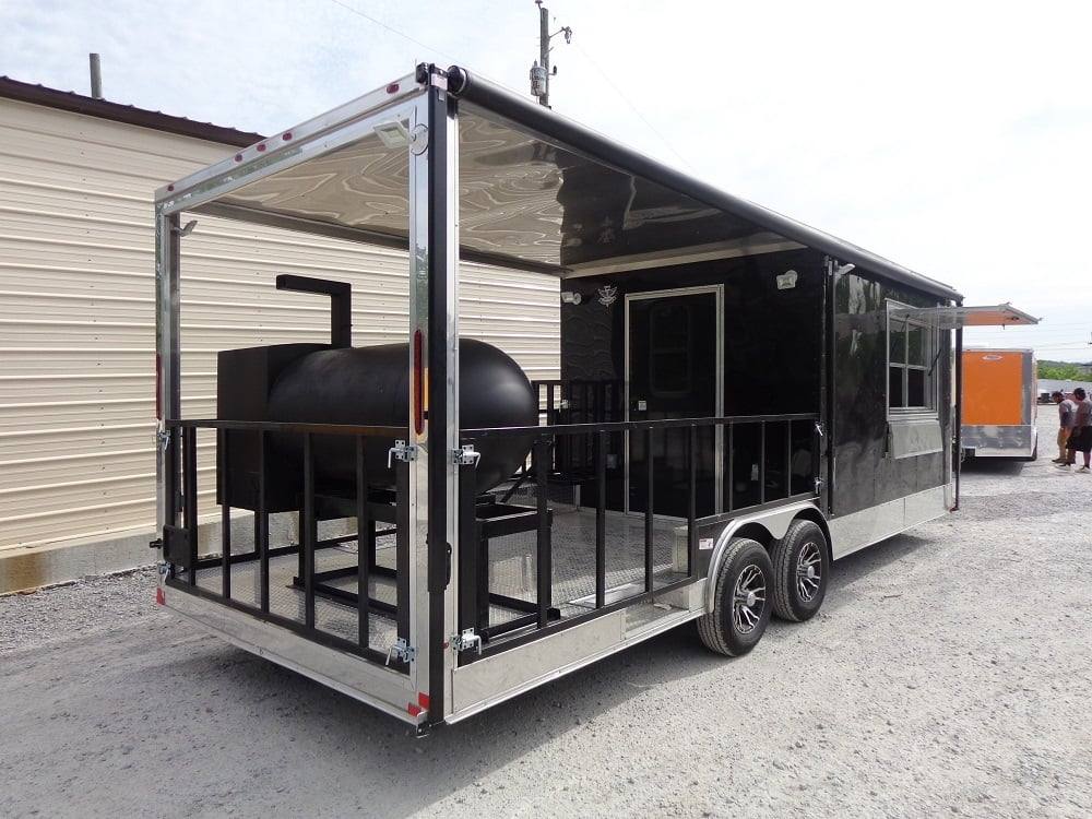 638-8.5-x-24-black-porch-bbq-concession-food-trailer-with-appliances-7.jpg 8.5' x 24' Black Porch BBQ Concession Food Trailer With Appliances