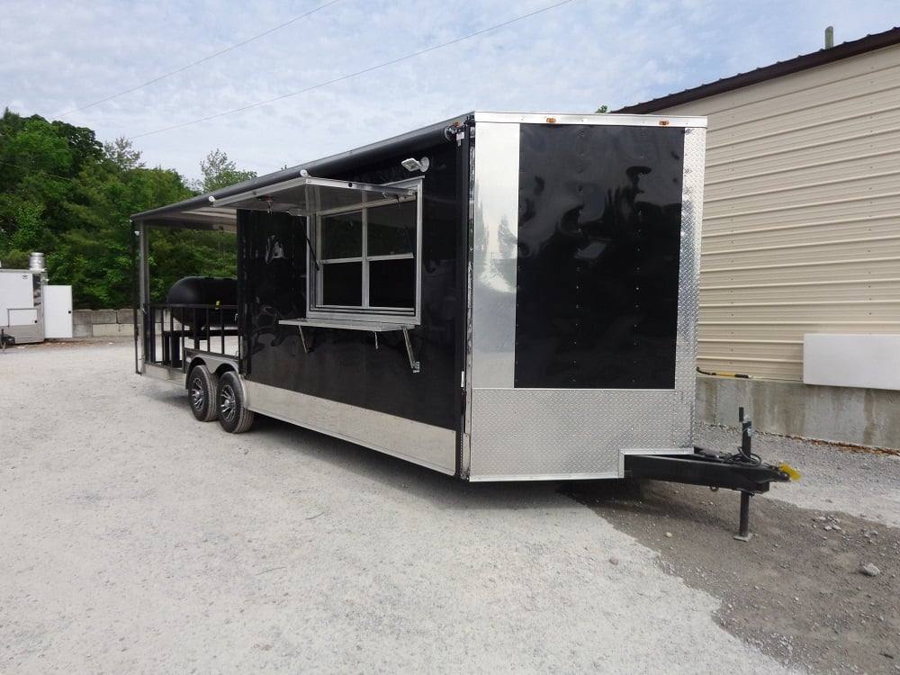 638-8.5-x-24-black-porch-bbq-concession-food-trailer-with-appliances-8.jpg 8.5' x 24' Black Porch BBQ Concession Food Trailer With Appliances