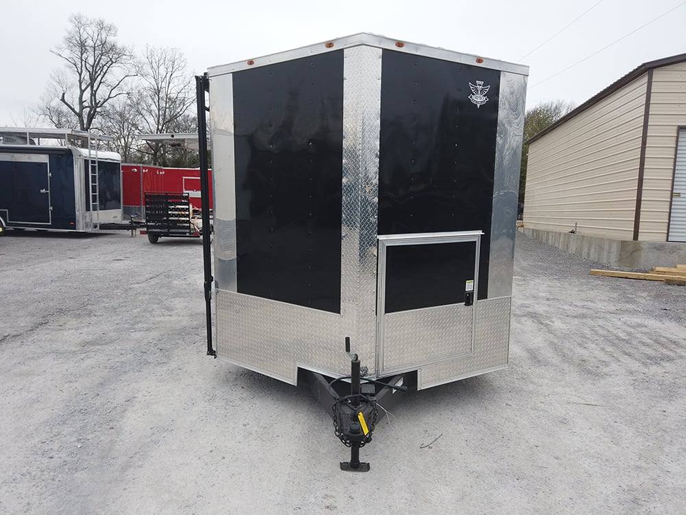 639-8.5-x-24-black-porch-style-bbq-concession-food-trailer-5.jpg 8.5' x 24' Black Porch Style BBQ Concession Food Trailer