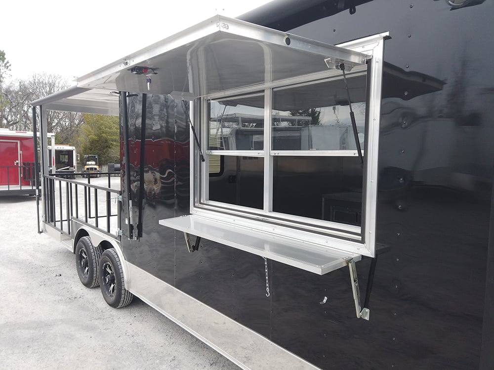 639-8.5-x-24-black-porch-style-bbq-concession-food-trailer-6.jpg 8.5' x 24' Black Porch Style BBQ Concession Food Trailer