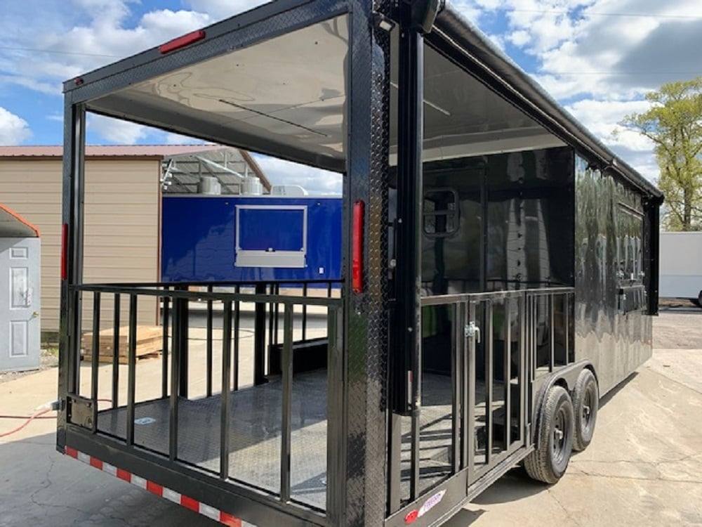 640-8.5-x-24-black-porch-style-bbq-concession-food-trailer-16.jpg 8.5' x 24' Black Porch Style BBQ Concession Food Trailer