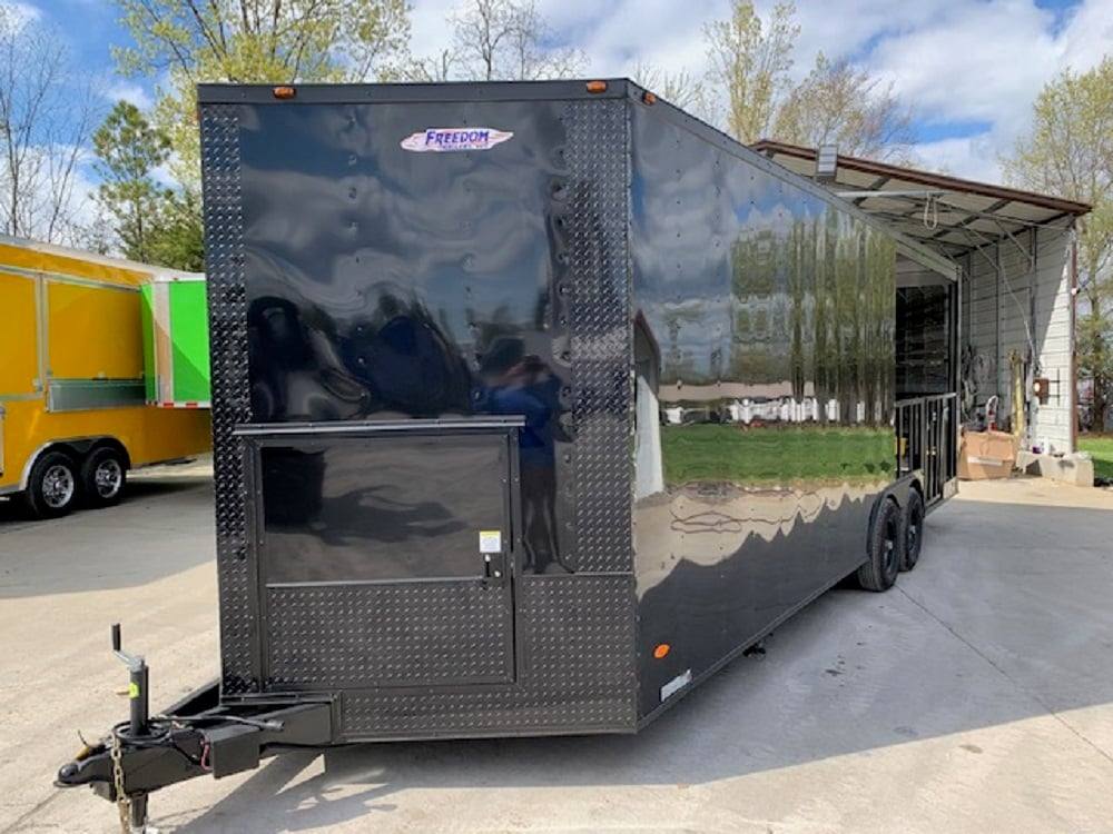 640-8.5-x-24-black-porch-style-bbq-concession-food-trailer-20.jpg 8.5' x 24' Black Porch Style BBQ Concession Food Trailer