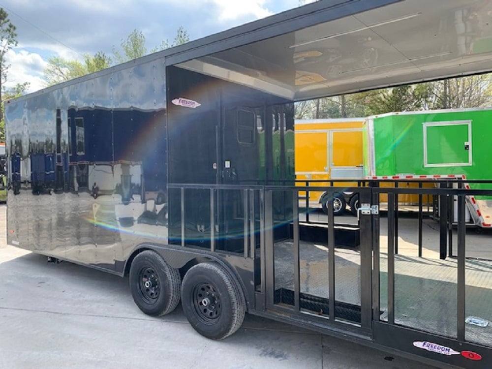 640-8.5-x-24-black-porch-style-bbq-concession-food-trailer-21.jpg 8.5' x 24' Black Porch Style BBQ Concession Food Trailer