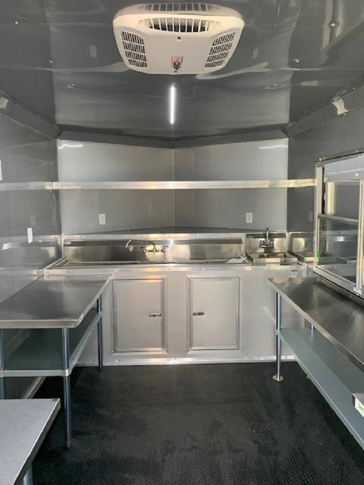 640-8.5-x-24-black-porch-style-bbq-concession-food-trailer-8.webp 8.5' x 24' Black Porch Style BBQ Concession Food Trailer