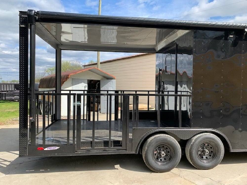 640-8.5-x-24-black-porch-style-bbq-concession-food-trailer-9.jpg 8.5' x 24' Black Porch Style BBQ Concession Food Trailer