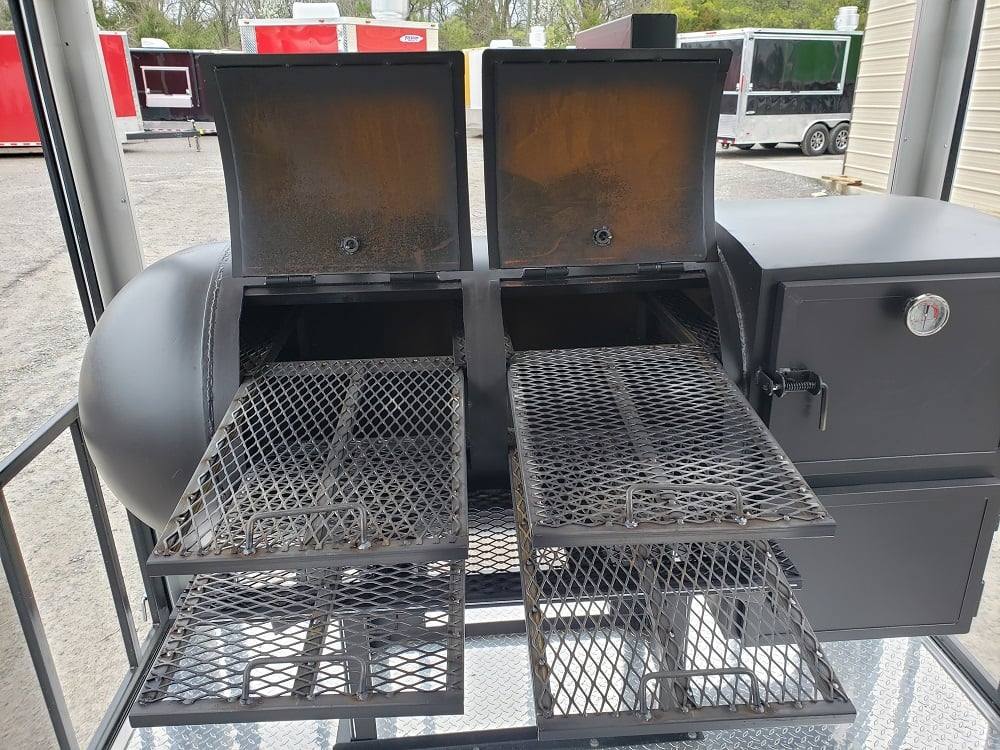 641-8.5-x-24-black-porch-style-bbq-vending-food-trailer-with-appliances-12.jpg 8.5' x 24' Black Porch Style BBQ Vending Food Trailer with Appliances