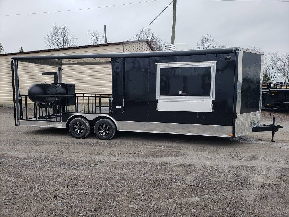 641-8.5-x-24-black-porch-style-bbq-vending-food-trailer-with-appliances-15.jpg 8.5' x 24' Black Porch Style BBQ Vending Food Trailer with Appliances