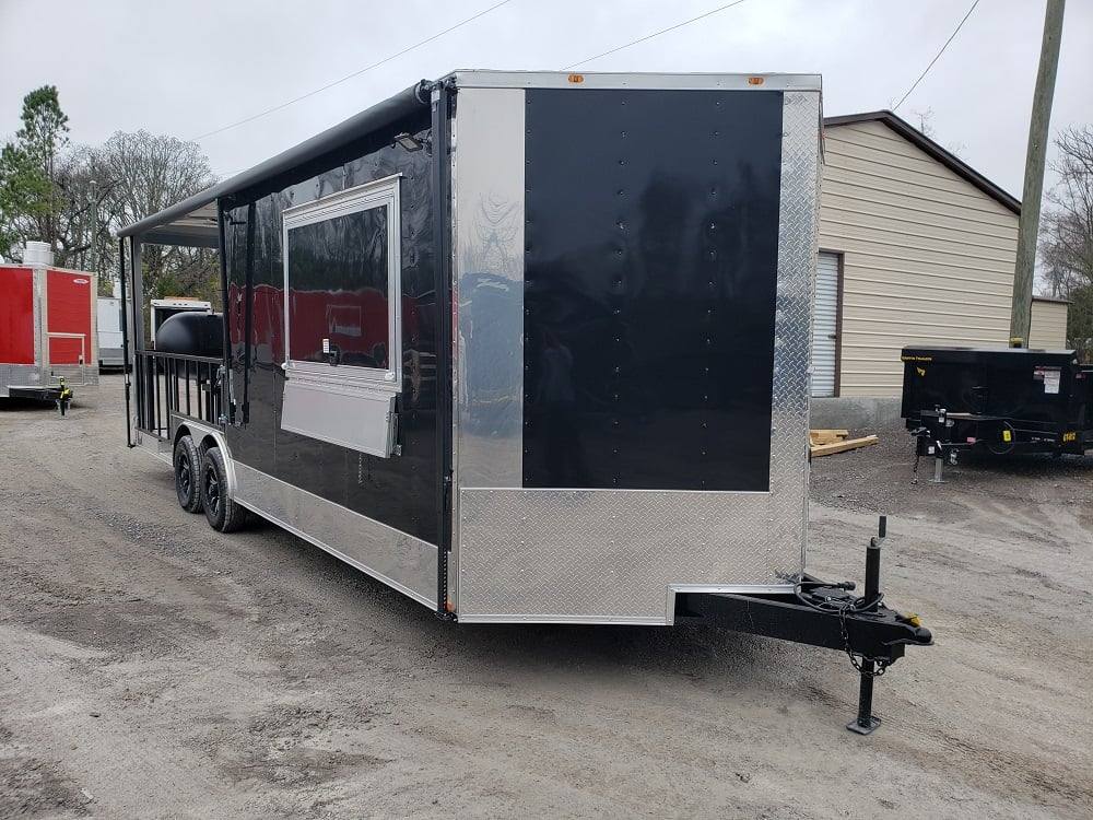 641-8.5-x-24-black-porch-style-bbq-vending-food-trailer-with-appliances-19.jpg 8.5' x 24' Black Porch Style BBQ Vending Food Trailer with Appliances