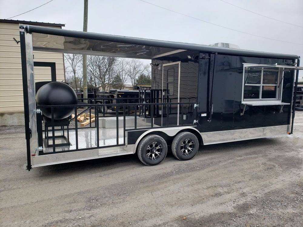 641-8.5-x-24-black-porch-style-bbq-vending-food-trailer-with-appliances-23.jpg 8.5' x 24' Black Porch Style BBQ Vending Food Trailer with Appliances