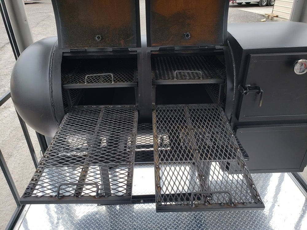 641-8.5-x-24-black-porch-style-bbq-vending-food-trailer-with-appliances-6.jpg 8.5' x 24' Black Porch Style BBQ Vending Food Trailer with Appliances