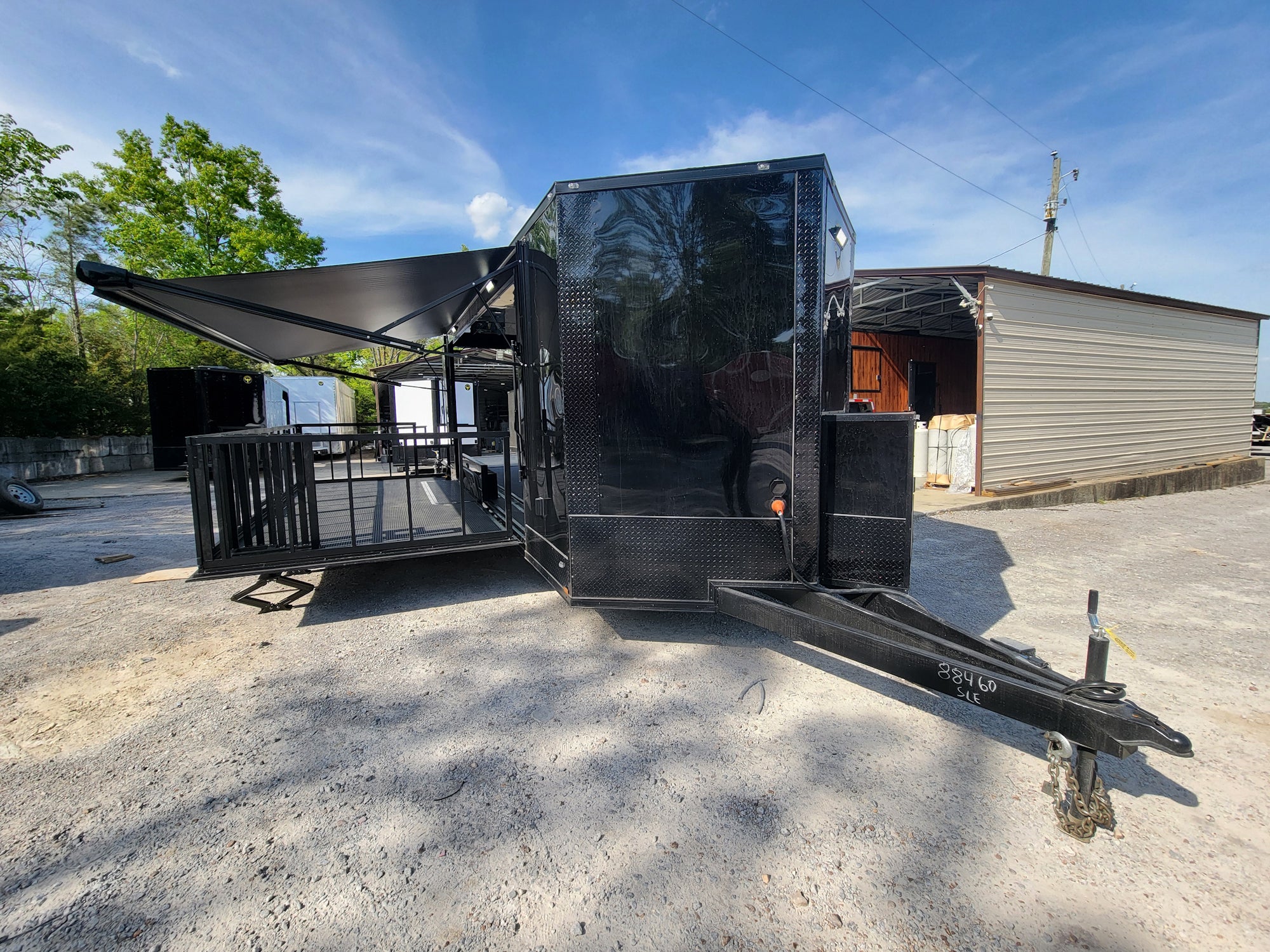 645-8.5-x-24-black-with-blackout-stage-trailer-with-awning-semi-screwless-exterior-3.jpg 8.5' X 24' Black With Blackout Stage Trailer With Awning Semi Screwless Exterior