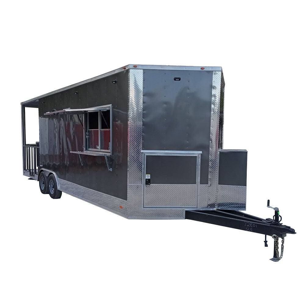 649-8.5-x-24-charcoal-gray-bbq-concession-food-trailer-1.jpg 8.5' x 24' Charcoal Gray BBQ Concession Food Trailer