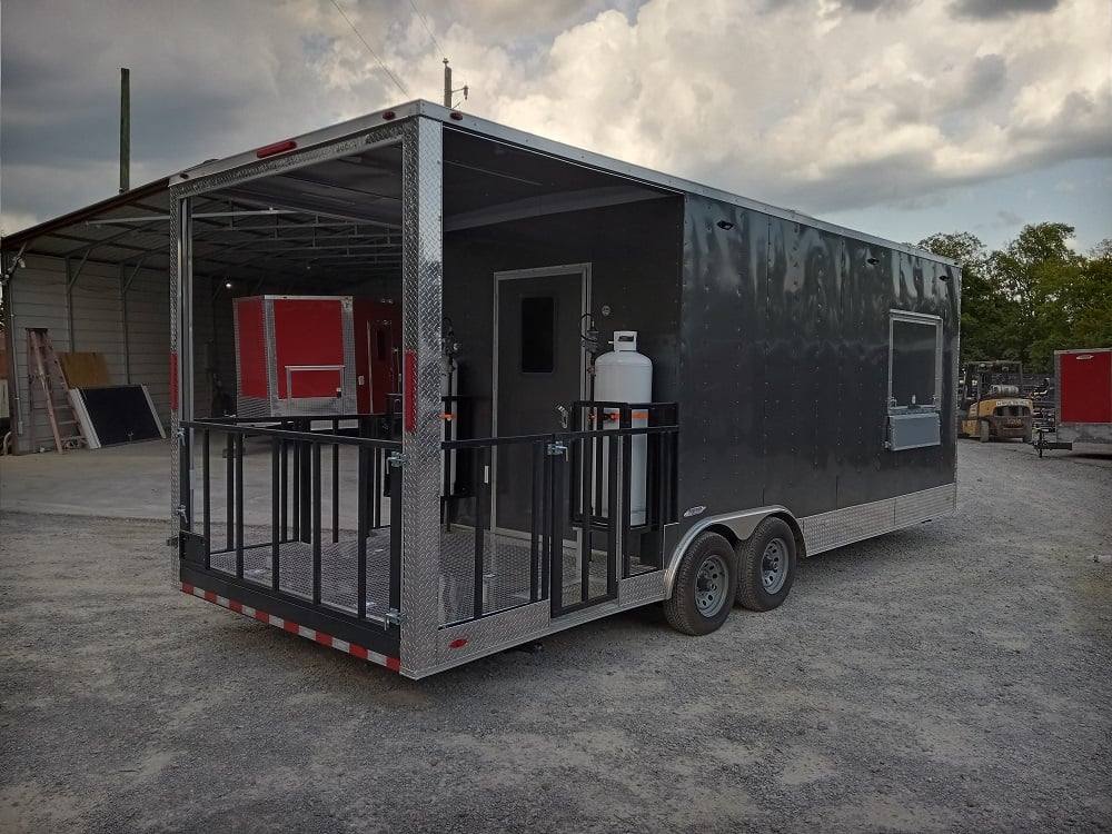 649-8.5-x-24-charcoal-gray-bbq-concession-food-trailer-13.jpg 8.5' x 24' Charcoal Gray BBQ Concession Food Trailer