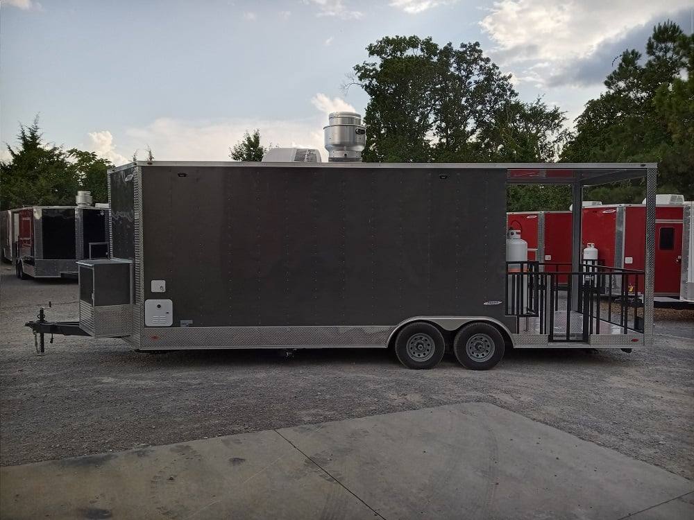 649-8.5-x-24-charcoal-gray-bbq-concession-food-trailer-8.jpg 8.5' x 24' Charcoal Gray BBQ Concession Food Trailer
