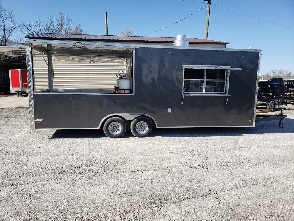 650-8.5-x-24-charcoal-gray-bbq-porch-concession-trailer-with-restroom-11.jpg 8.5' x 24' Charcoal Gray BBQ Porch Concession Trailer with Restroom