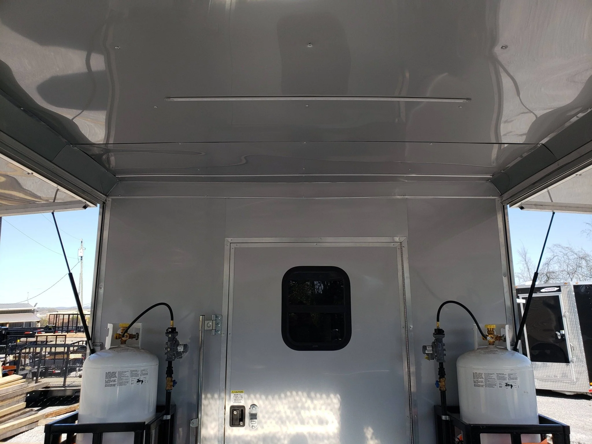 650-8.5-x-24-charcoal-gray-bbq-porch-concession-trailer-with-restroom-14.webp 8.5' x 24' Charcoal Gray BBQ Porch Concession Trailer with Restroom