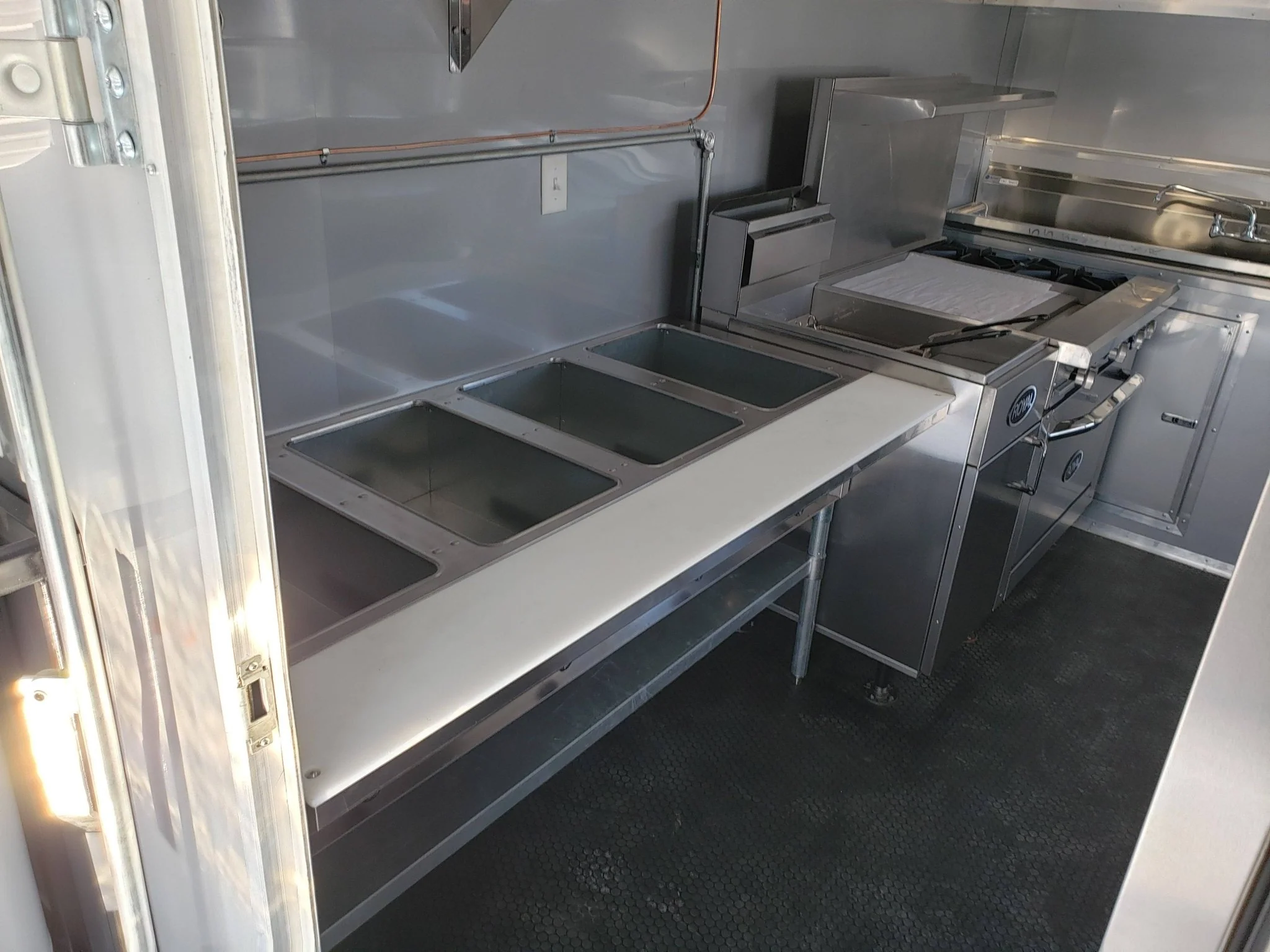 650-8.5-x-24-charcoal-gray-bbq-porch-concession-trailer-with-restroom-17.webp 8.5' x 24' Charcoal Gray BBQ Porch Concession Trailer with Restroom