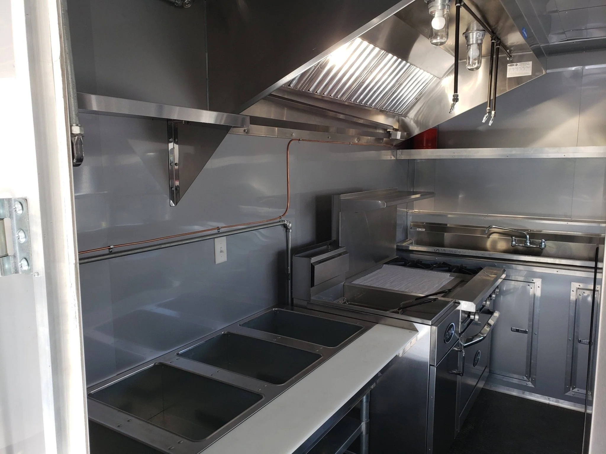 650-8.5-x-24-charcoal-gray-bbq-porch-concession-trailer-with-restroom-19.webp 8.5' x 24' Charcoal Gray BBQ Porch Concession Trailer with Restroom