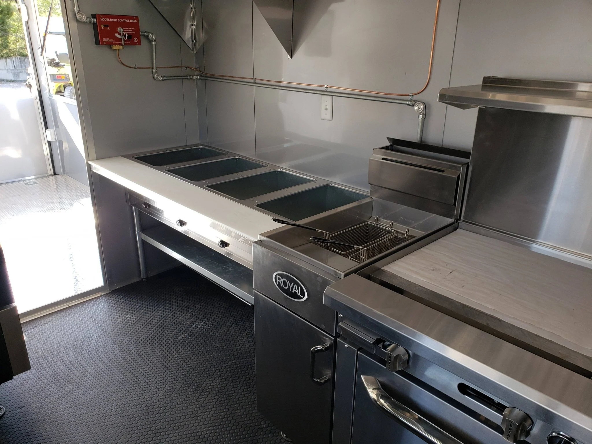 650-8.5-x-24-charcoal-gray-bbq-porch-concession-trailer-with-restroom-23.webp 8.5' x 24' Charcoal Gray BBQ Porch Concession Trailer with Restroom