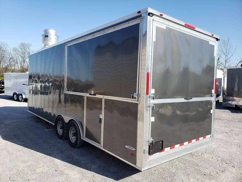 650-8.5-x-24-charcoal-gray-bbq-porch-concession-trailer-with-restroom-4.jpg 8.5' x 24' Charcoal Gray BBQ Porch Concession Trailer with Restroom