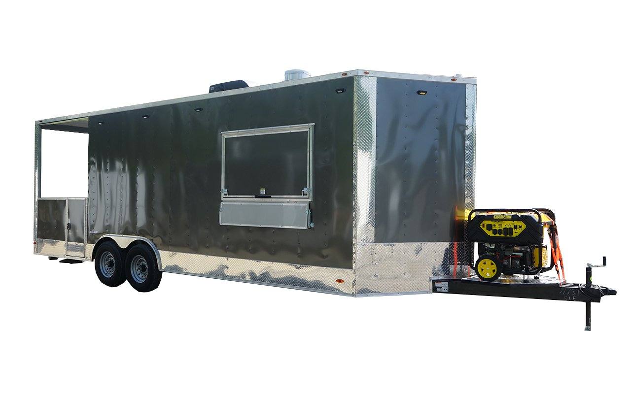 651-8.5-x-24-charcoal-gray-bbq-vending-porch-style-concession-trailer-1.jpg 8.5' x 24' Charcoal Gray BBQ Vending Porch Style Concession Trailer