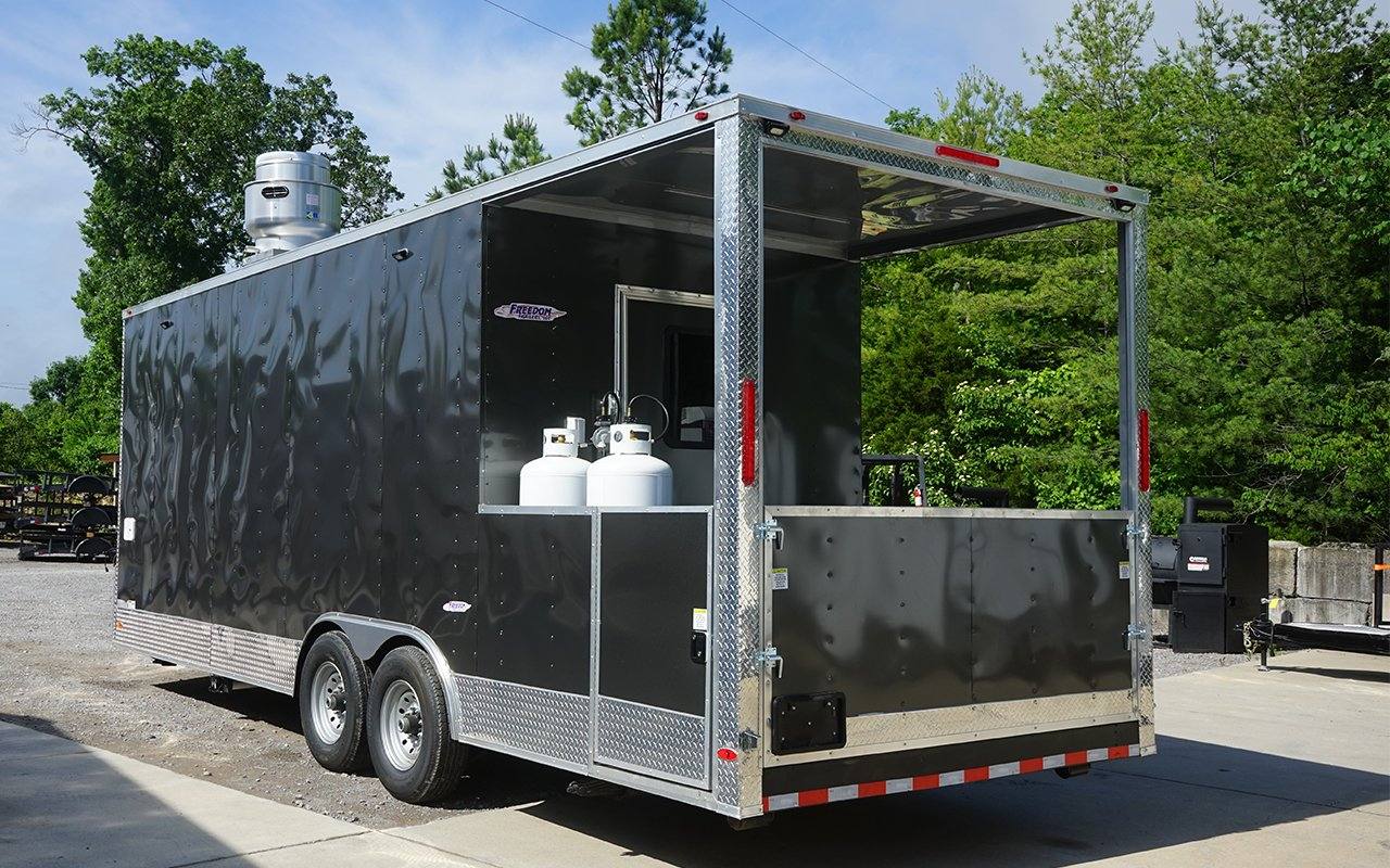 651-8.5-x-24-charcoal-gray-bbq-vending-porch-style-concession-trailer-7.jpg 8.5' x 24' Charcoal Gray BBQ Vending Porch Style Concession Trailer