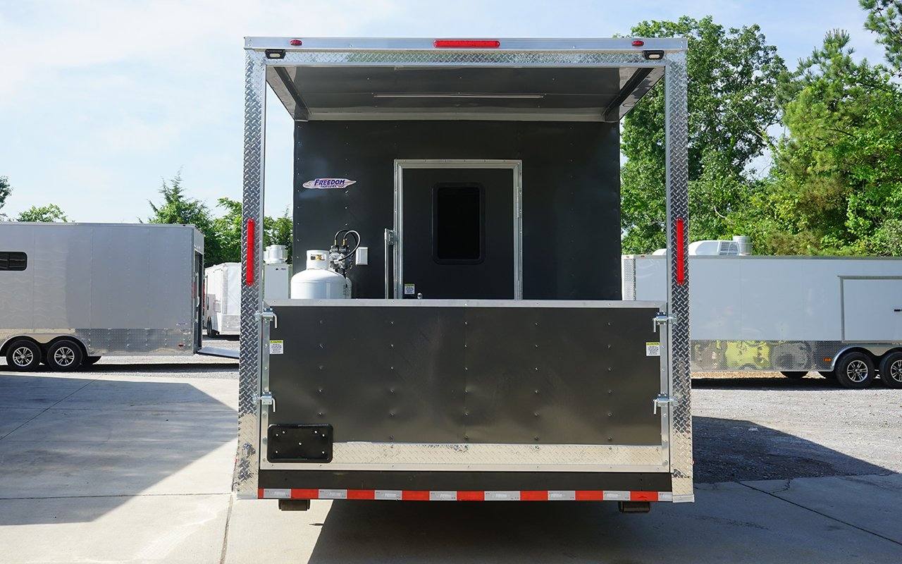 651-8.5-x-24-charcoal-gray-bbq-vending-porch-style-concession-trailer-8.jpg 8.5' x 24' Charcoal Gray BBQ Vending Porch Style Concession Trailer