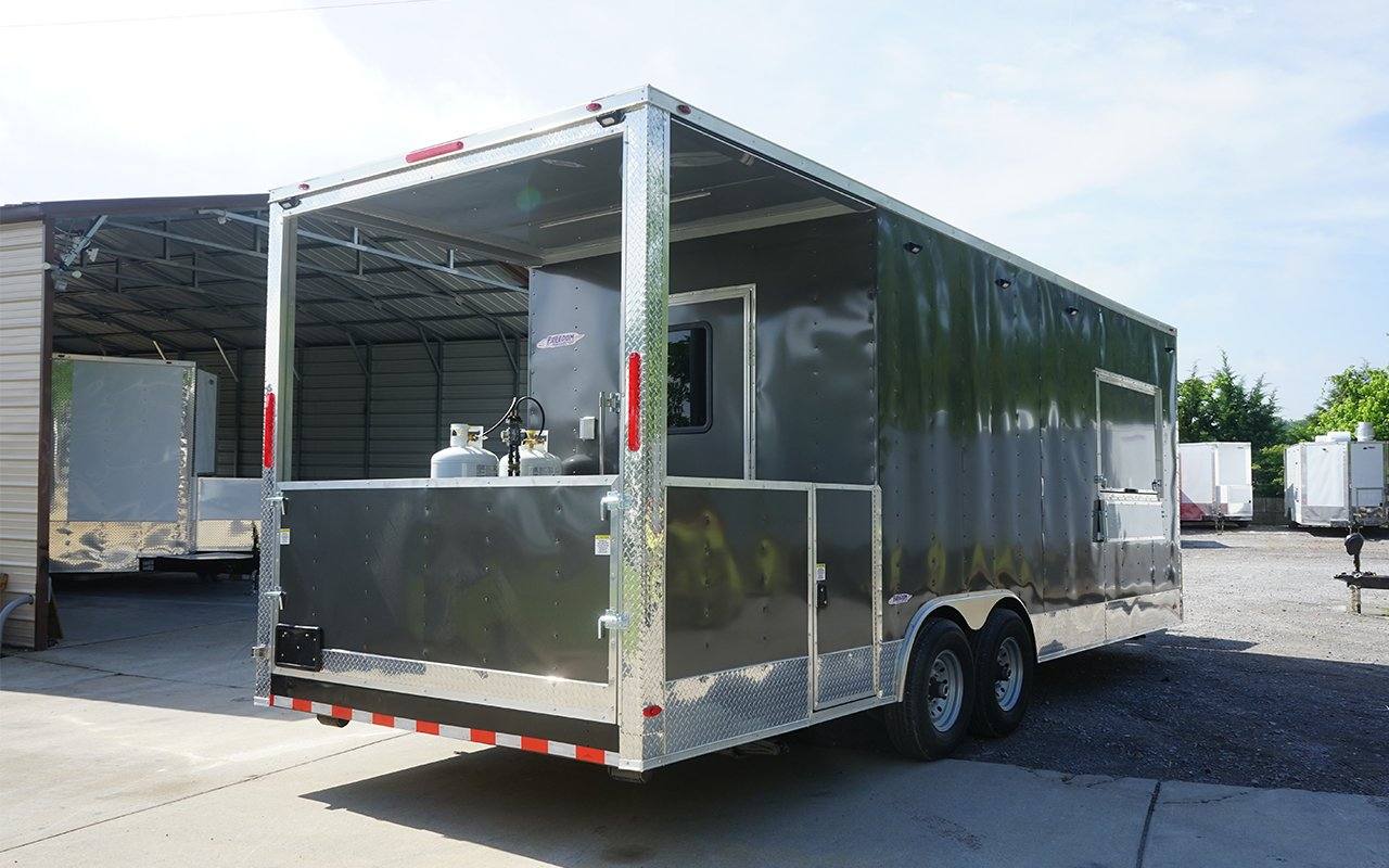 651-8.5-x-24-charcoal-gray-bbq-vending-porch-style-concession-trailer-9.jpg 8.5' x 24' Charcoal Gray BBQ Vending Porch Style Concession Trailer