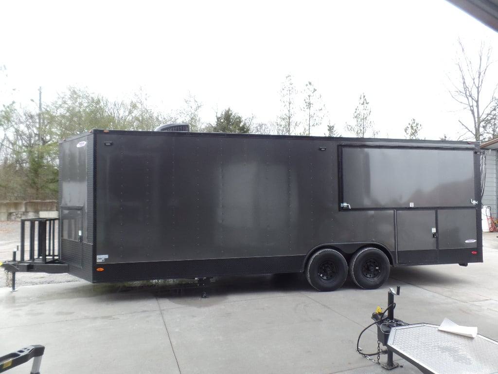 652-8.5-x-24-charcoal-grey-concession-bbq-porch-food-trailer-10.jpg 8.5' x 24' Charcoal Grey Concession BBQ Porch Food Trailer