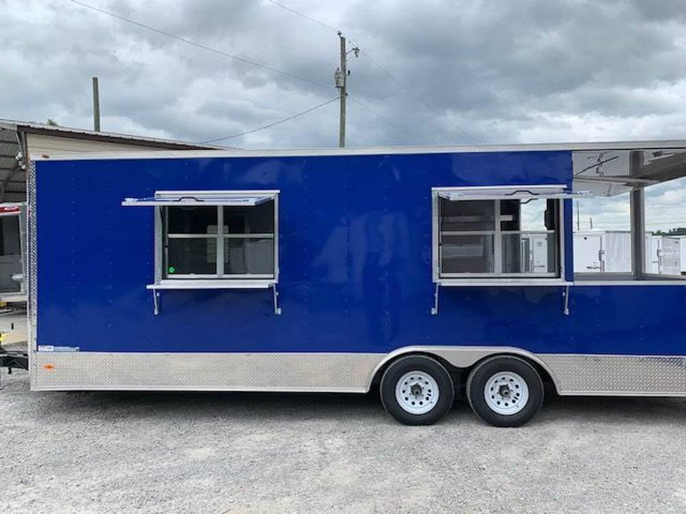 656-8.5-x-24-cobalt-blue-bbq-porch-concession-food-trailer-10.jpg 8.5' x 24' Cobalt Blue BBQ Porch Concession Food Trailer