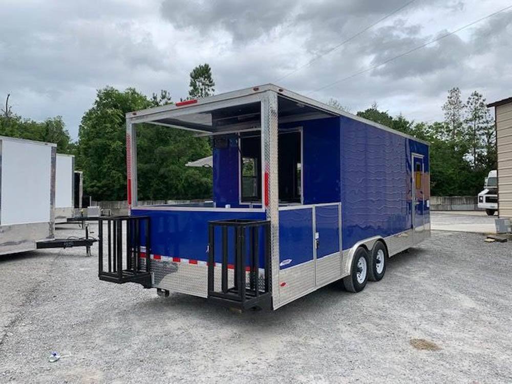 656-8.5-x-24-cobalt-blue-bbq-porch-concession-food-trailer-12.jpg 8.5' x 24' Cobalt Blue BBQ Porch Concession Food Trailer