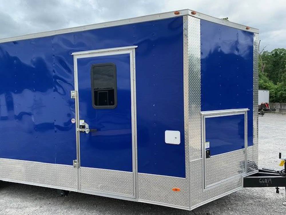 656-8.5-x-24-cobalt-blue-bbq-porch-concession-food-trailer-2.jpg 8.5' x 24' Cobalt Blue BBQ Porch Concession Food Trailer